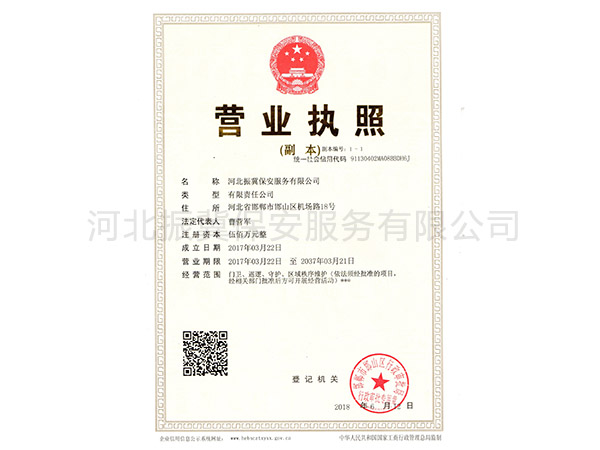 振冀營(yíng)業(yè)執(zhí)照副本